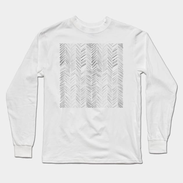 Watercolor Herringbone Pattern - Gray Long Sleeve T-Shirt by monitdesign